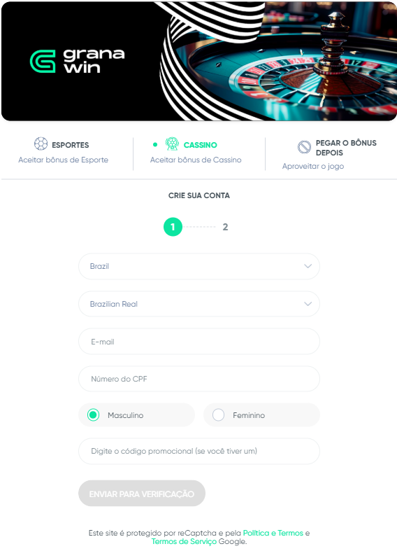 Formulário de inscrição Granavin